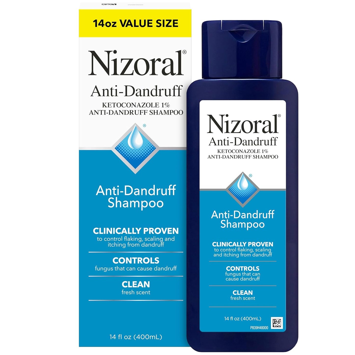 Nizoral Anti-Dandruff Shampoo - 1% Ketoconazole, 14 Fl Oz | Peppermint & Tea Tree Scent, All Hair Types