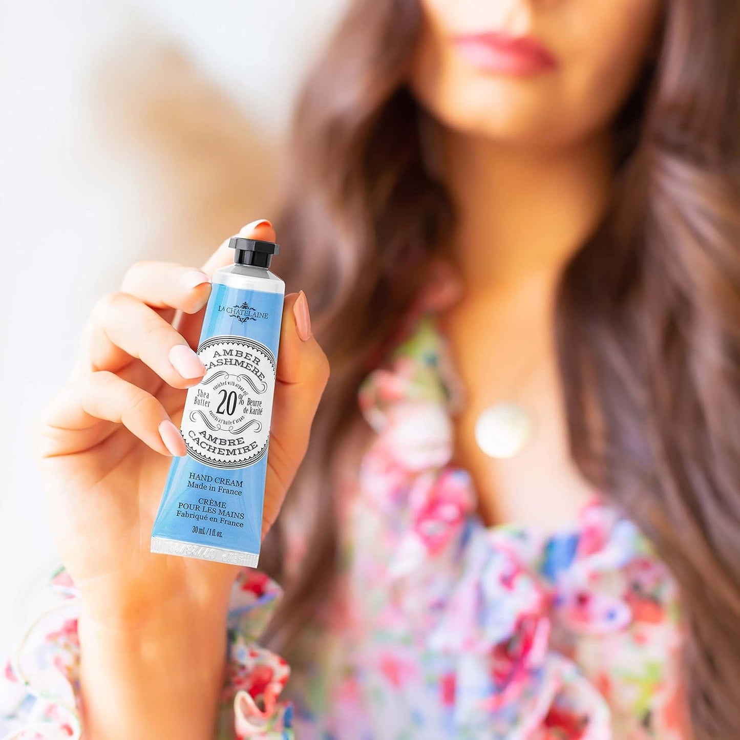 La Chatelaine Shea Butter Hand Cream - Organic Argan Oil, Moisturizing & Nourishing | Travel Size 1 oz/30ml - Amber Cashmere