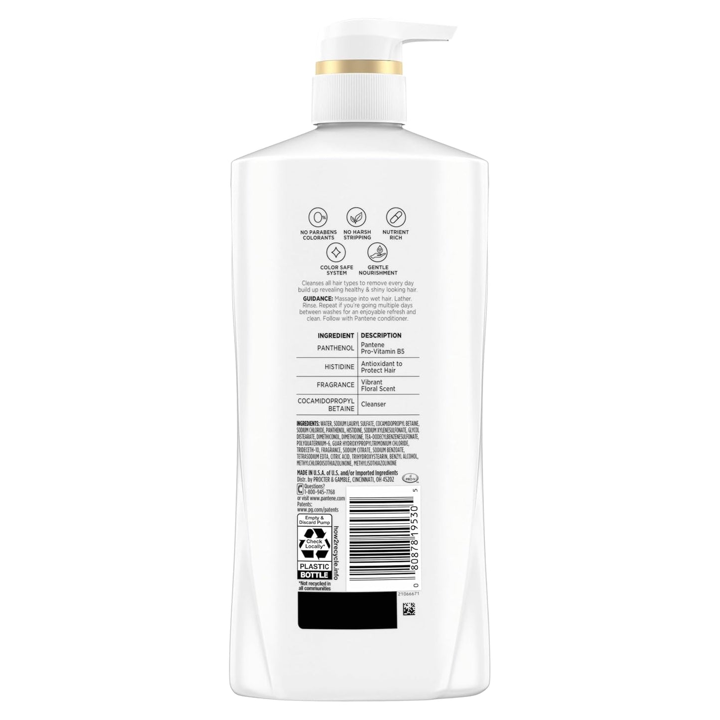 Pantene Shampoo - Classic Clean Pro-V for Dry, Color-Treated Hair | Antioxidant-Rich, 27.7 Fl Oz