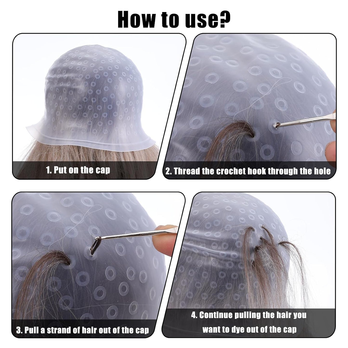 Highlighting Cap Set - Professional Silicone Hair Coloring Tools | 5 Reusable Caps for Home Salon Use