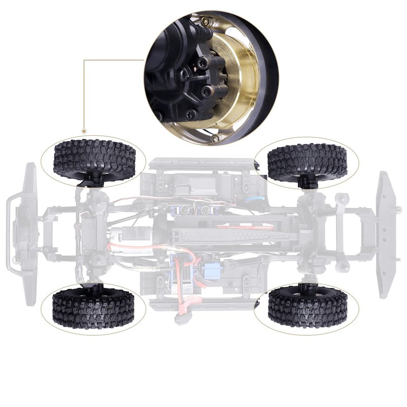 HobbyPark RC Crawler Brass Wheel Weight Block fit 1.9/2.2 inch Beadlock Wheel Rims for Traxxas TRX4 TRX6 Axial SCX10 II III Redcat Gen7 Gen8 (73.5g/each-4pcs)