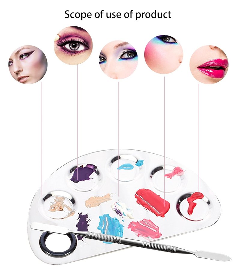 Makeup Mixing Palette - Stainless Steel Artist Tool for Foundation, Eyeshadow & Nail Art | 2PCS
