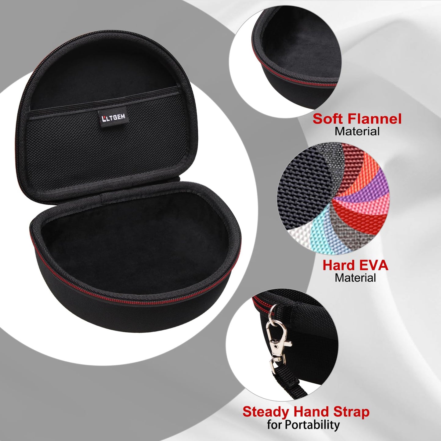 Headphone Case Compatible with Beats Studio Pro/Solo 4 / Studio 3 / Solo 3 / Picun B8 / BERIBES/JLab JBuds Lux ANC Wireless Bluetooth Noise Cancelling Headphones, Black+Gray(Case Only)