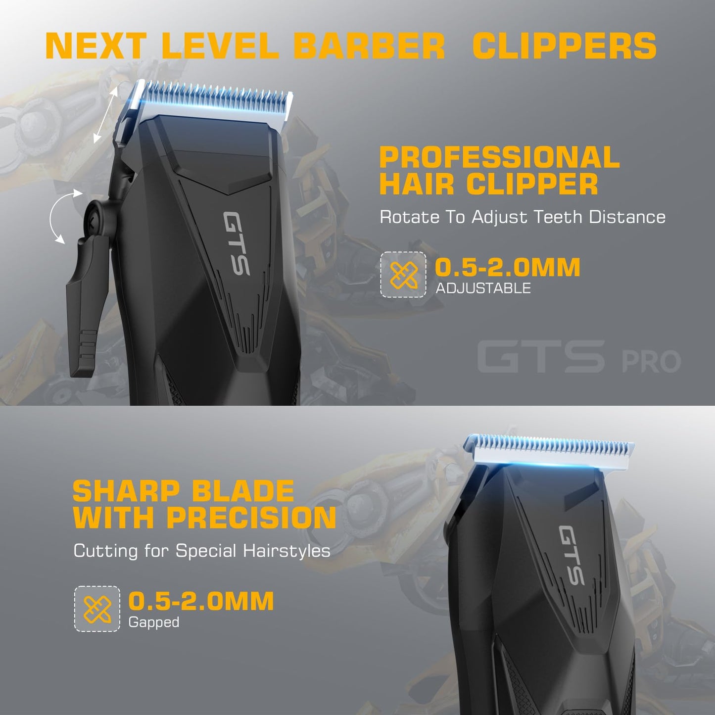 Professional Hair Clippers for Men, Professional Barber Clippers and Trimmer Set, Mens Cordless Hair Clipper for Barbers Haircut Kit Fade Black