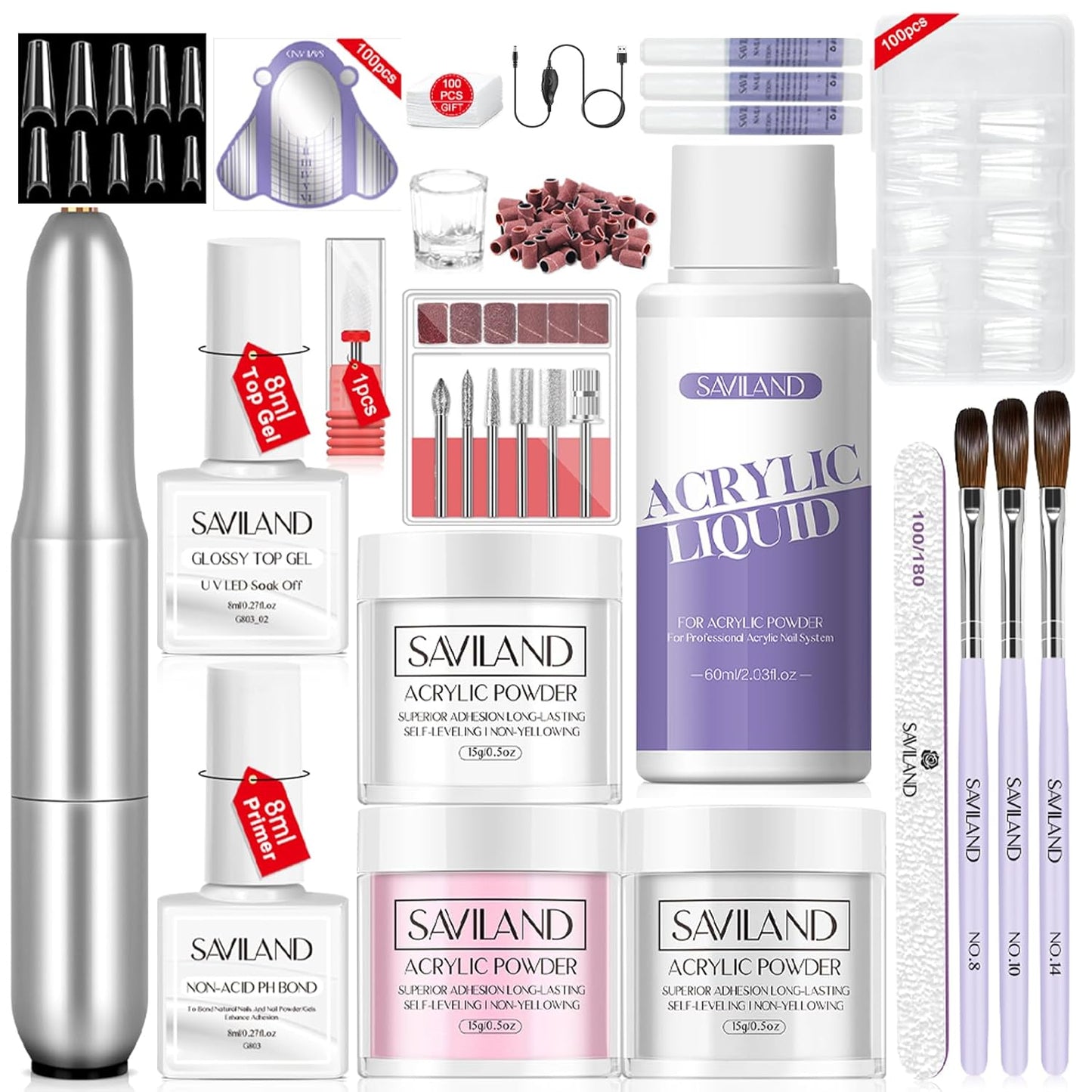 Almond Gel Nail Kit - Complete Nail Drill Set with UV Lamp & 500PCS Tips | DIY Manicure Tools for Home Use