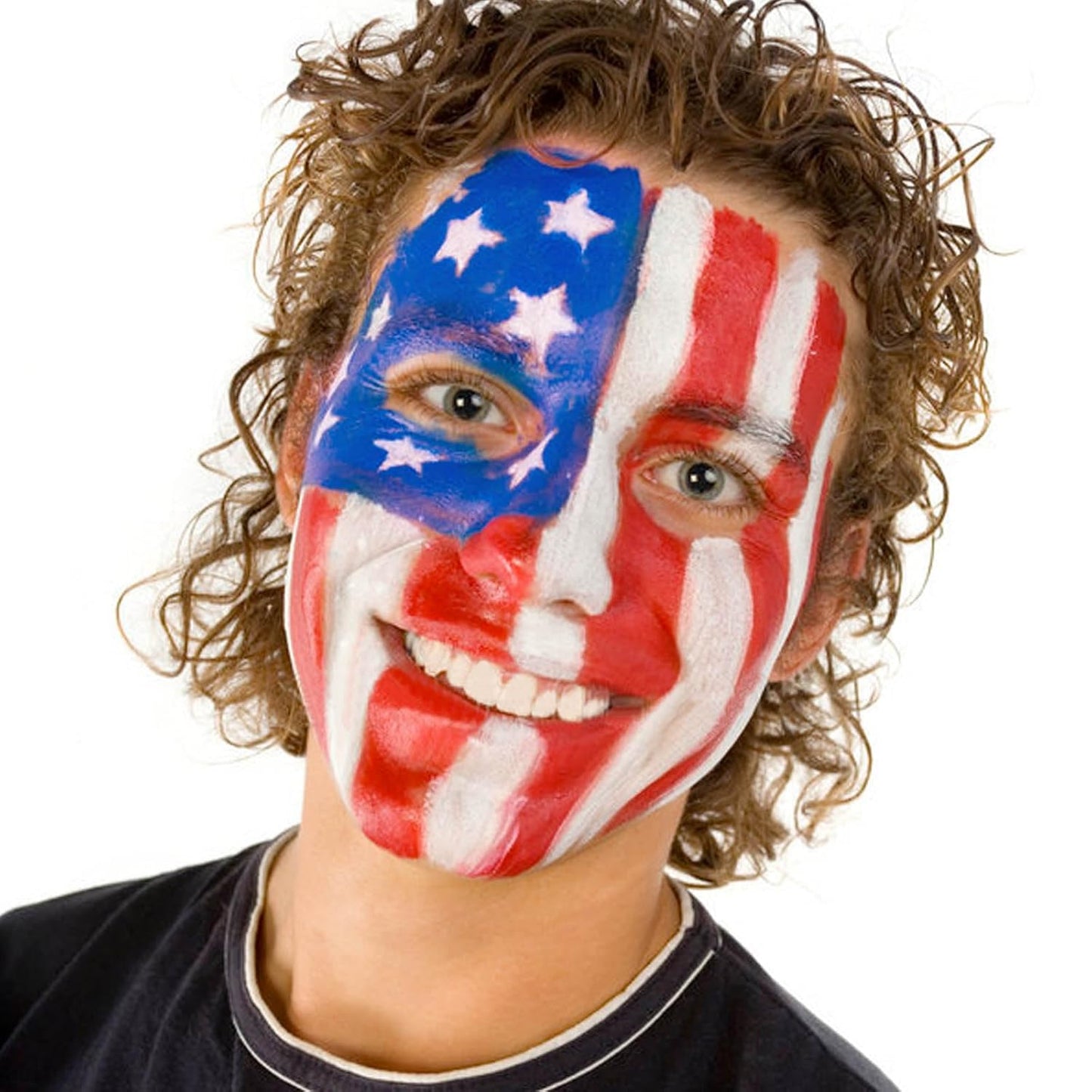 Red White Blue Face Body Paint Set - 4th of July Patriotic Makeup with Brushes & Sponges