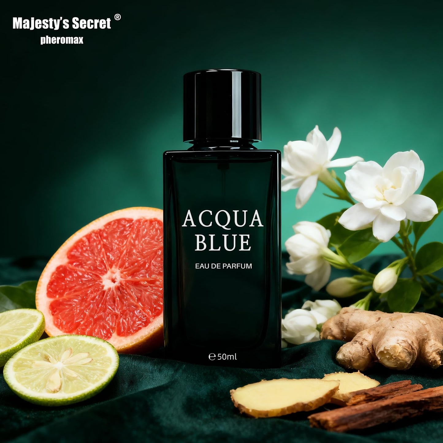 Acqua Blue Eau de Parfum for Men, 50ml Fresh Woody Fougere Cologne with Lemon, Mint & Pink Pepper Notes, Long-Lasting Clean Masculine Fragrance for Office, Daily Wear & Gifts