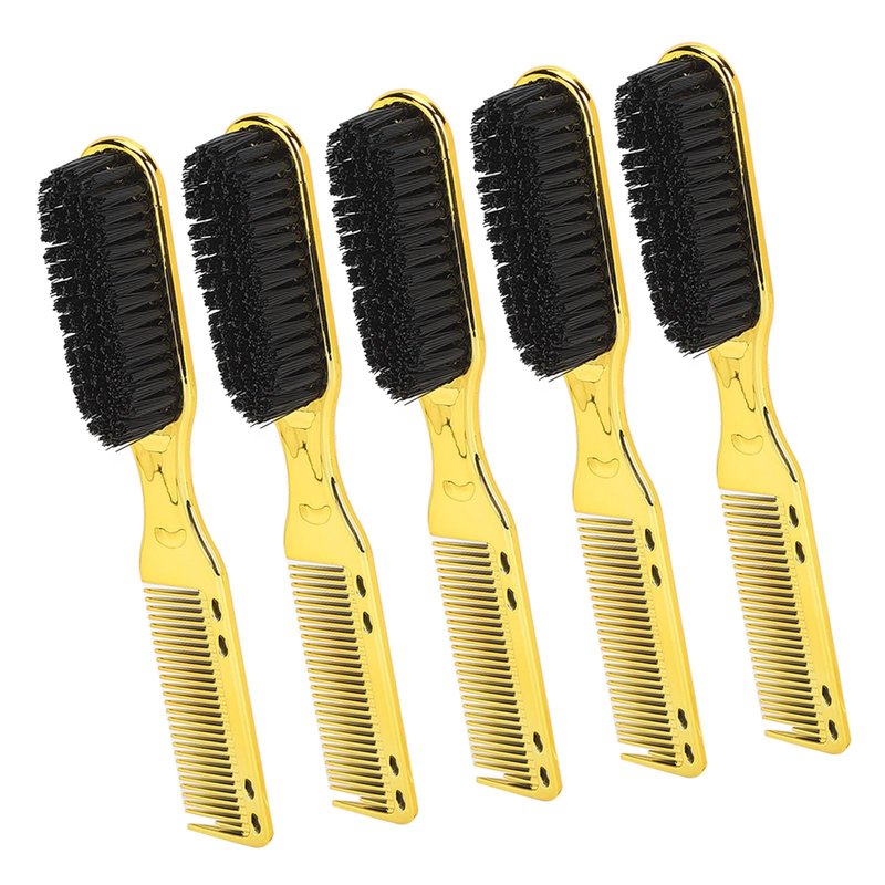 MOUMOUTEN 5Pcs Double Ended Hair Brush, Comb for Men Gold ABS Nylon Styling Tool Detangle Beard Grooming Brush Compact Lightweight Home Travel Salon Sided Detangling