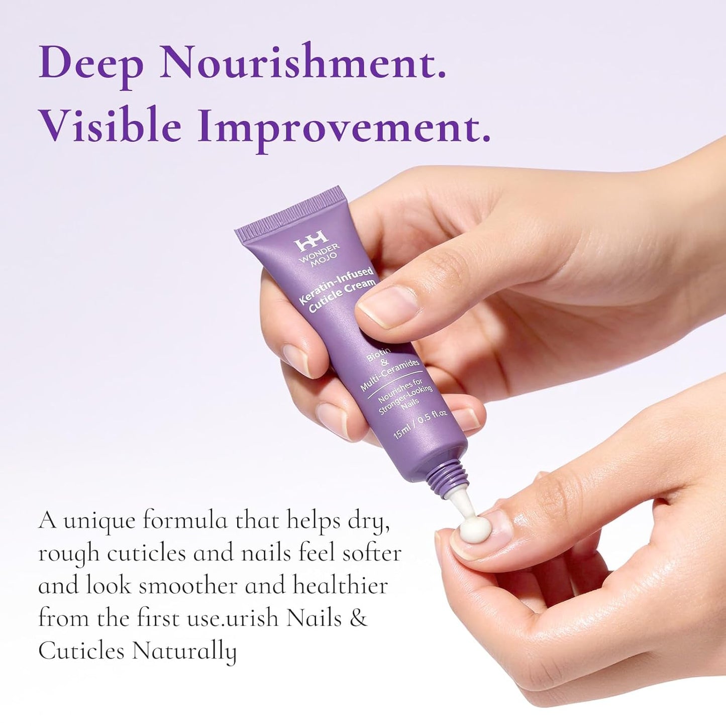 Nail & Cuticle Cream - Keratin, Biotin & Ceramides for Deep Hydration | Strengthens Nails & Softens Cuticles, 15ml (Pack of 2)