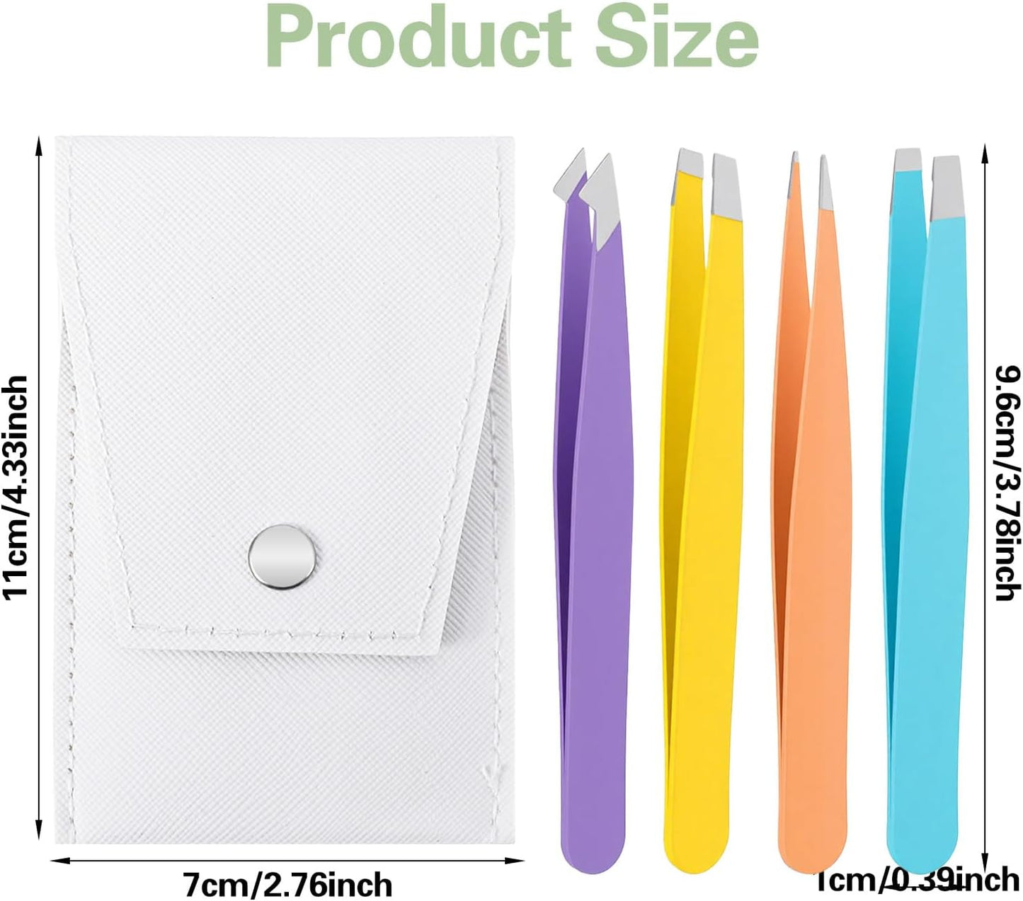 Mini Eyebrow Tweezers for Women - 4-Pack Colorful Stainless Steel Set | 3.8 Inch with Portable Storage Bag