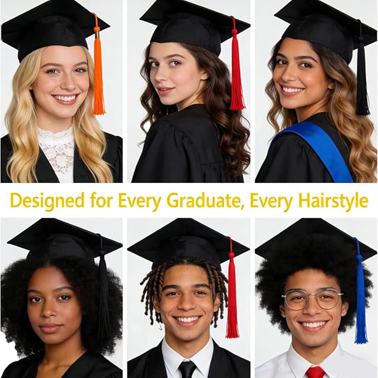 Graduation Cap Headband Insert - Firm Anti-Fall Hair Band Holder for Secure Grad Hat & Hairstyle | 2 Pack