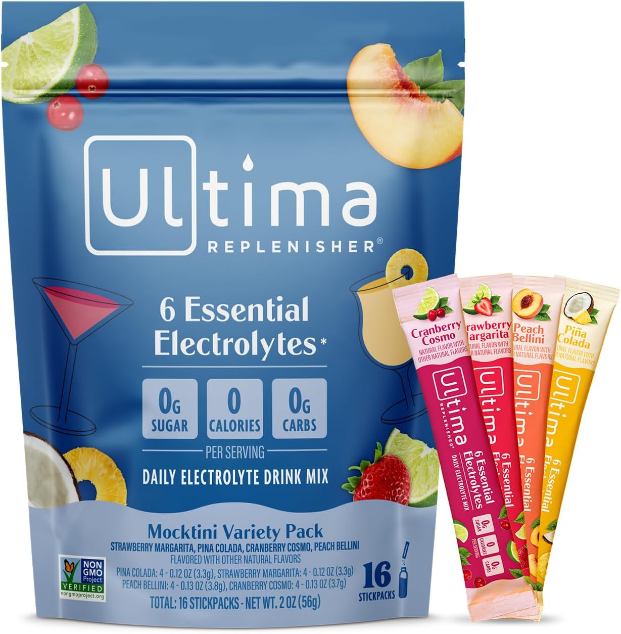 Ultima Replenisher Electrolyte Powder | Zero Sugar Hydration Packets with 6 Electrolytes – Original Variety Pack, 20 Stickpacks