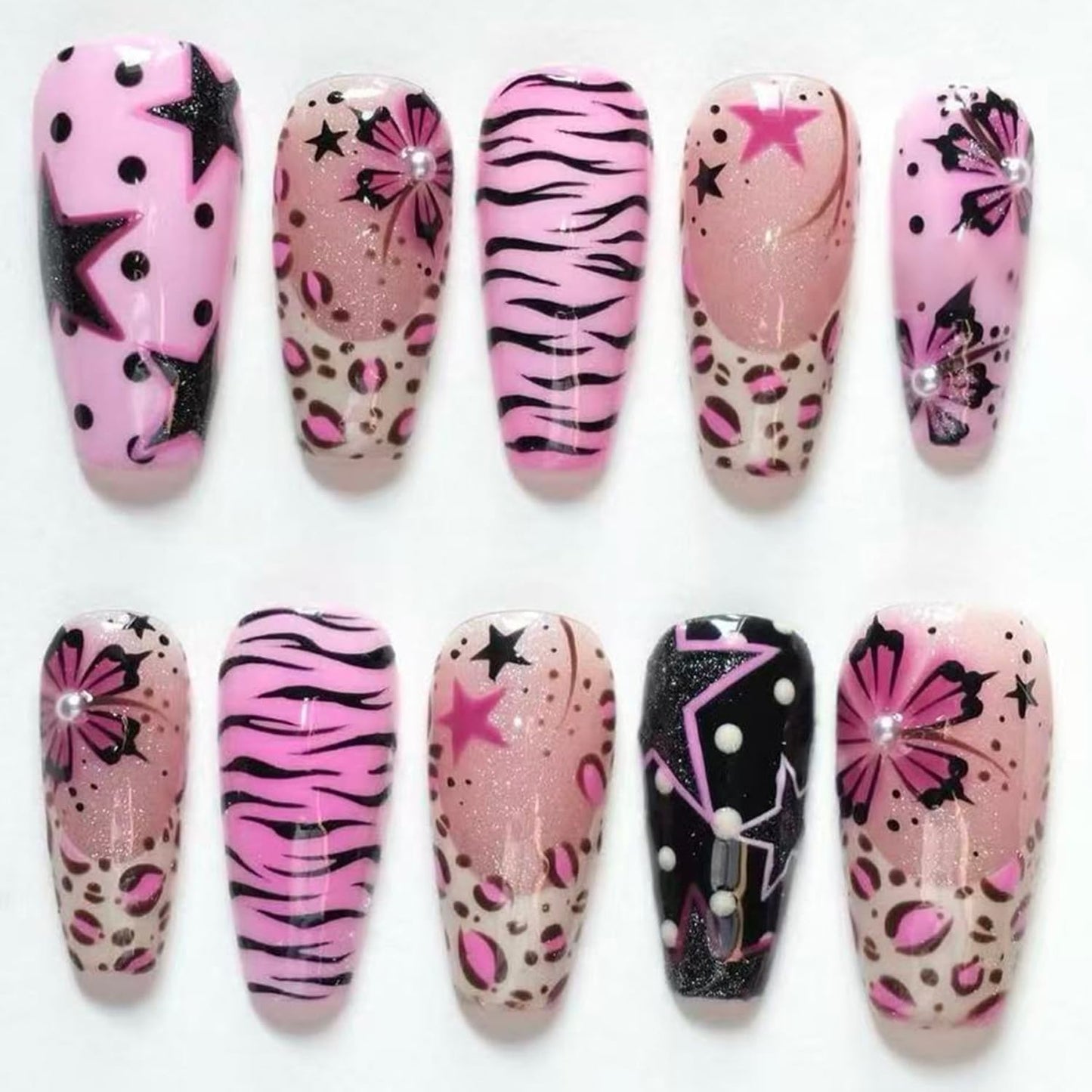 Press-On Nails - 24Pcs Medium Almond Fake Nails with Lotus & Lucky Koi Design | Glossy Full Cover for Spring/Summer DIY Manicure