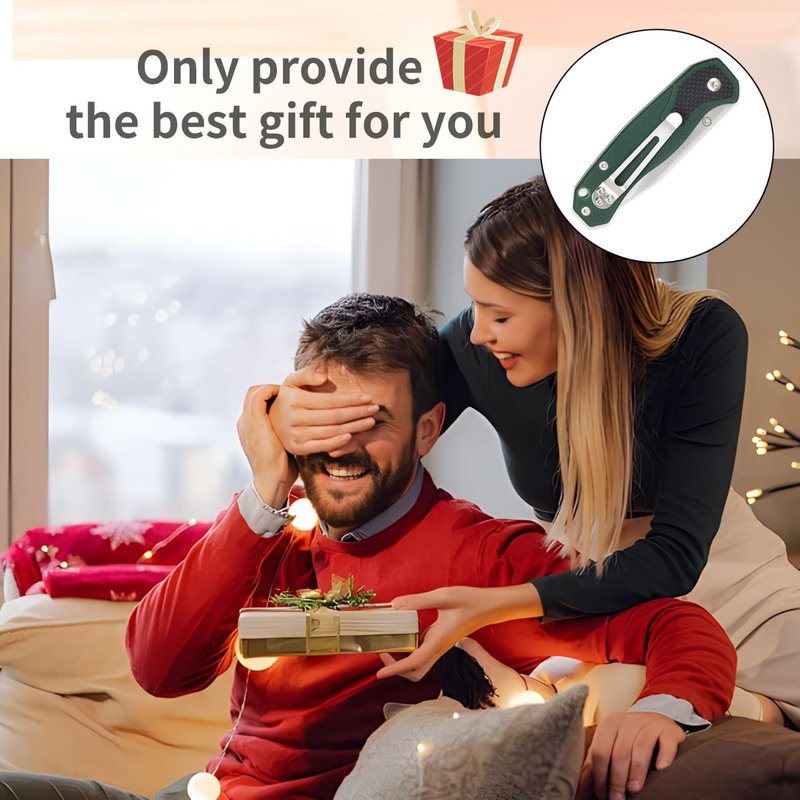 Vickay Pocket Knife, Pocket Folding Knives with Belt Clip, Tactical Camping Knife, 2.6in 8Cr13MoV Stainless Steel Blade, Non Slip G10 Handle, Dark Green