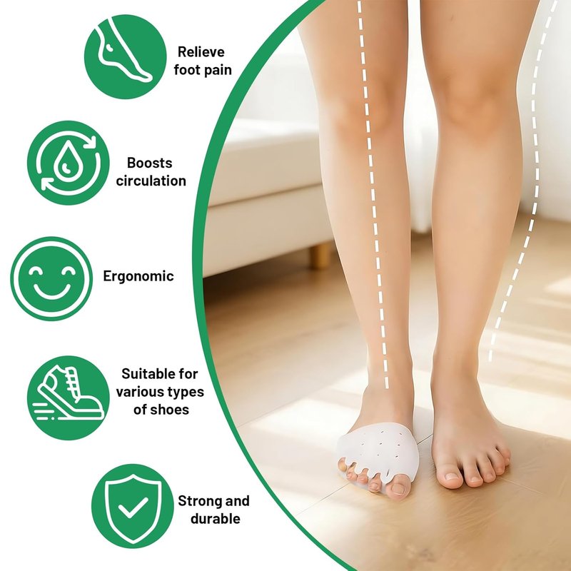 Silicone Toe Separators - Comfortable Foot Pain Relief Spacers for Bunions & Hammer Toes | 2-Pack