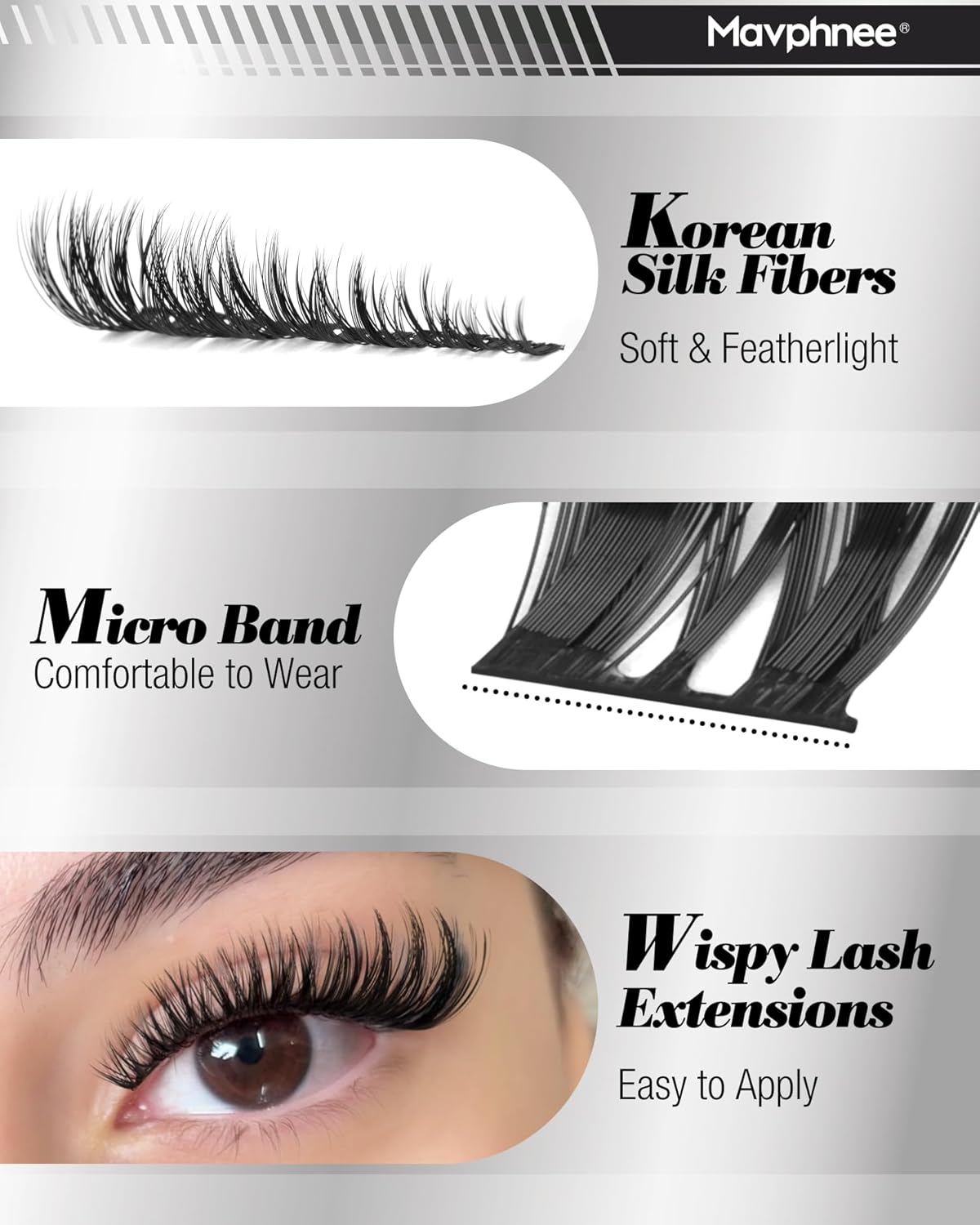 Lash Clusters Wispy Eyelash Extensions - Ultra-Dense CD-Curly Individual Lashes | 132PCS DIY Pack (8-18MM)