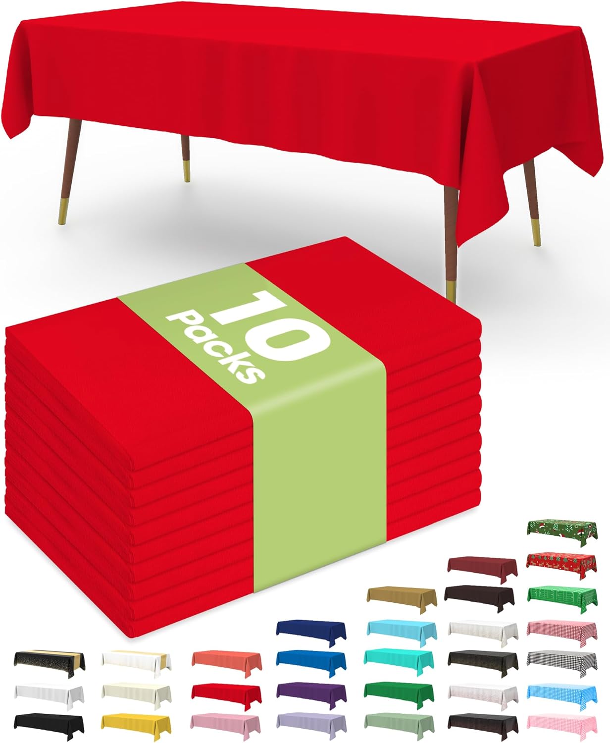 Plastic Table Cloths - 10 Pack Disposable 54 x 108 Inch for Parties, Picnics & Weddings | Rectangle White