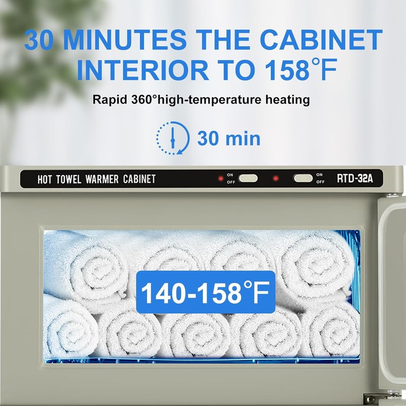 Hot Towel Warmer Cabinet - 32L Professional Double Towel Heater for Spa, Salon & Estheticians | Ideal for Facial & Massage Use