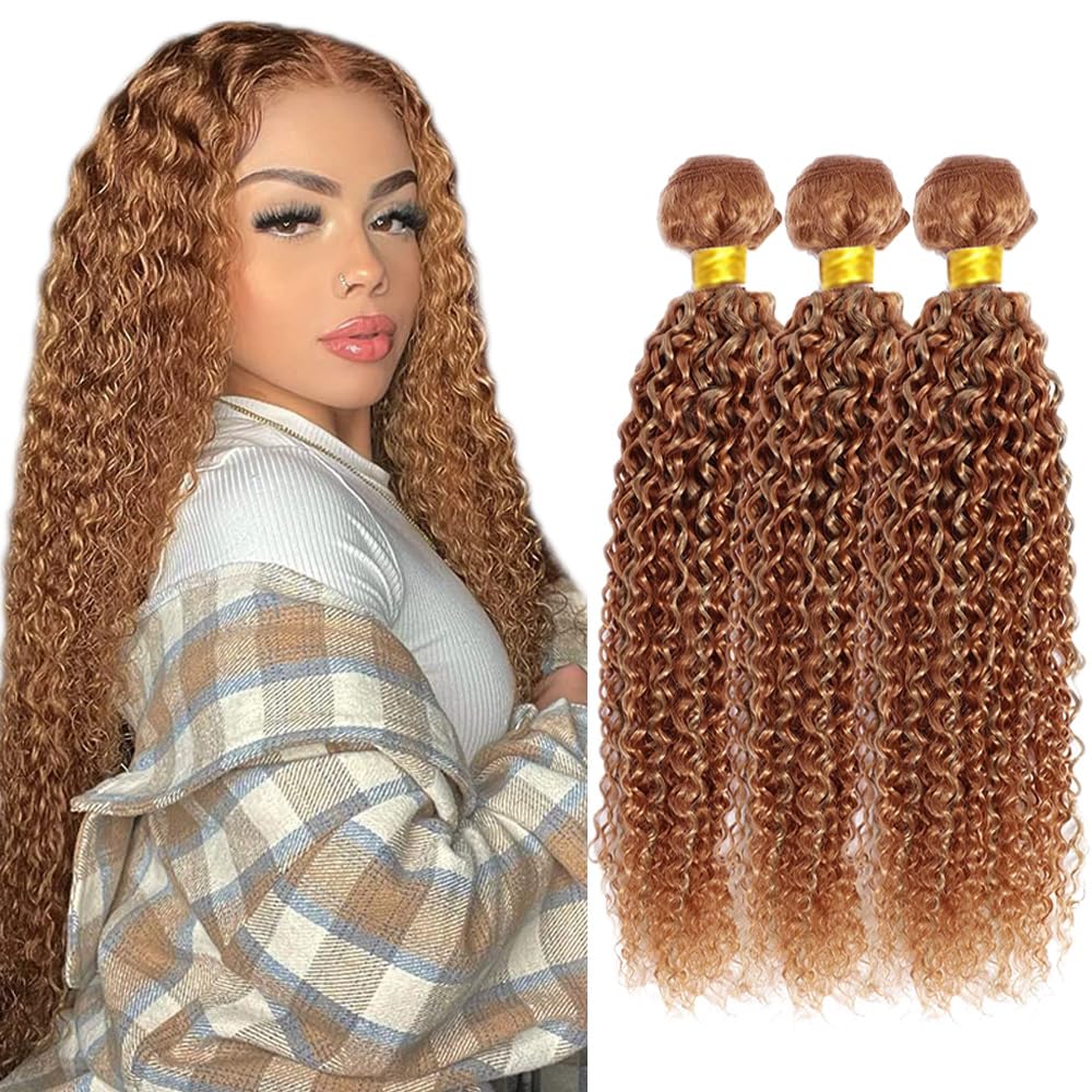 P27/30 Blonde Bundles Water Wave Bundles Human Hair 30 32 34 Inch #30 Light Brown Water Wave Bundle Unprocessed Brazilian Virgin Weave Hair 3 Bundles 100 Gram Per Bundle
