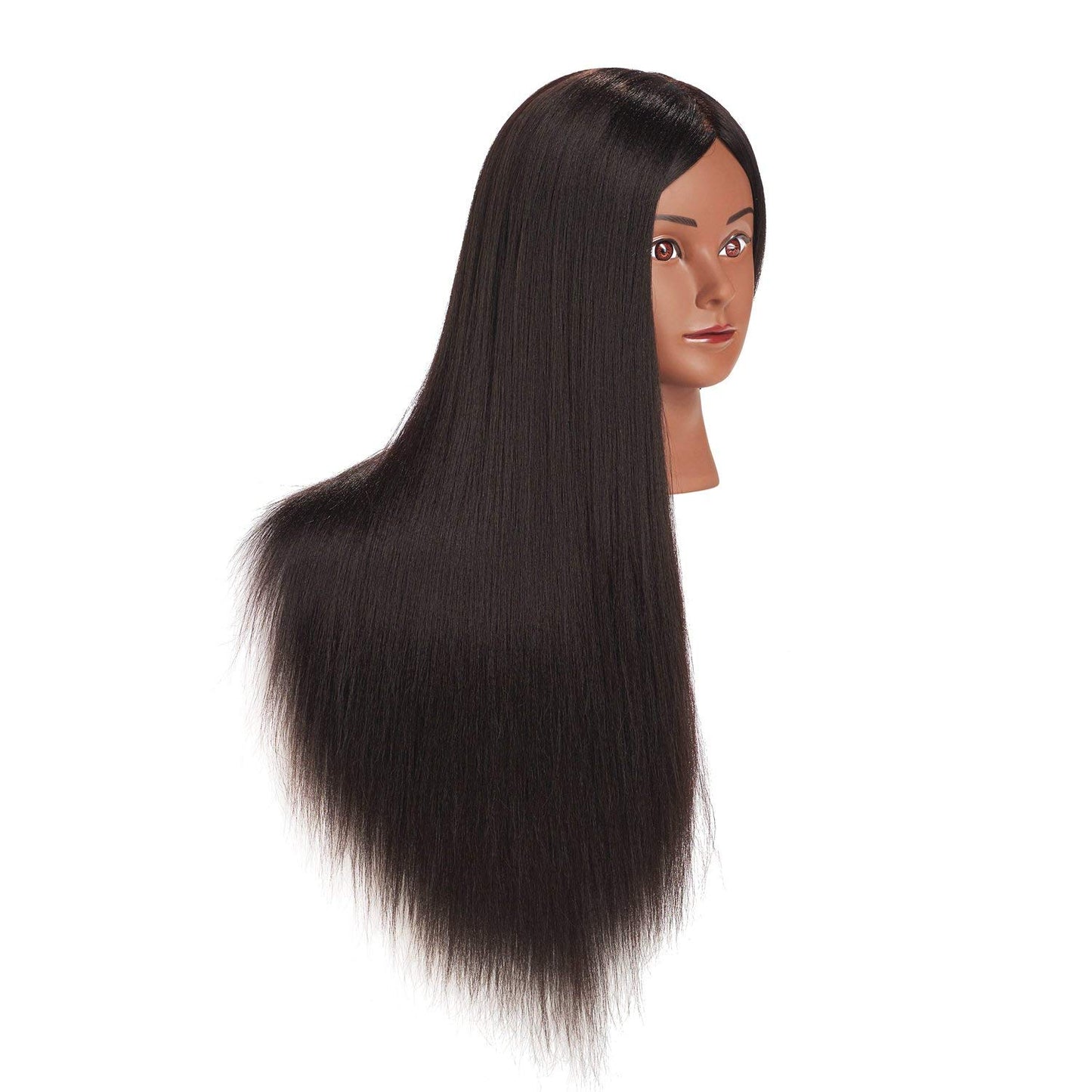 Mannequin Head - 26-28" Yaki Synthetic Fiber Training Head for Hairdressing | Cosmetology Practice Model with Clamp Stand