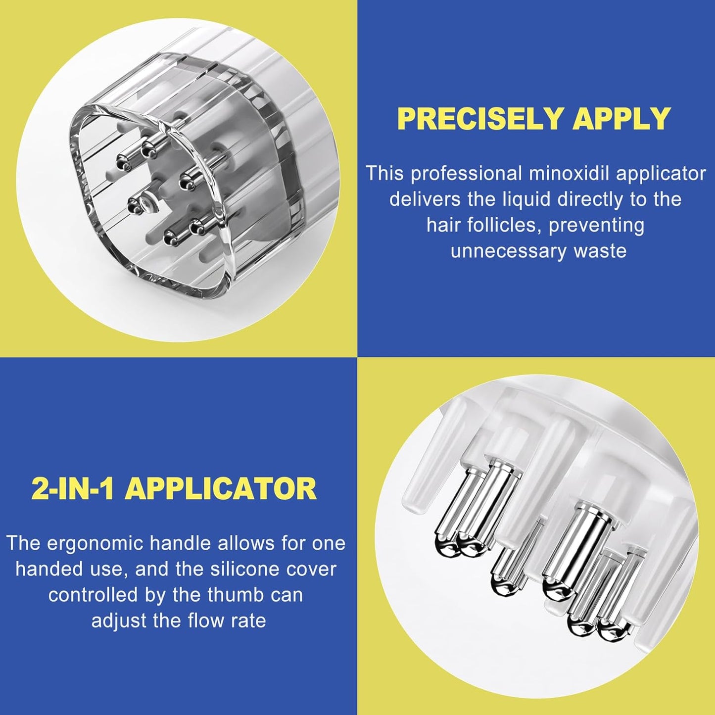 Silicone-Tipped Scalp Applicator Comb - Even Serum & Oil Distribution | Gentle Massage Design, Travel-Friendly