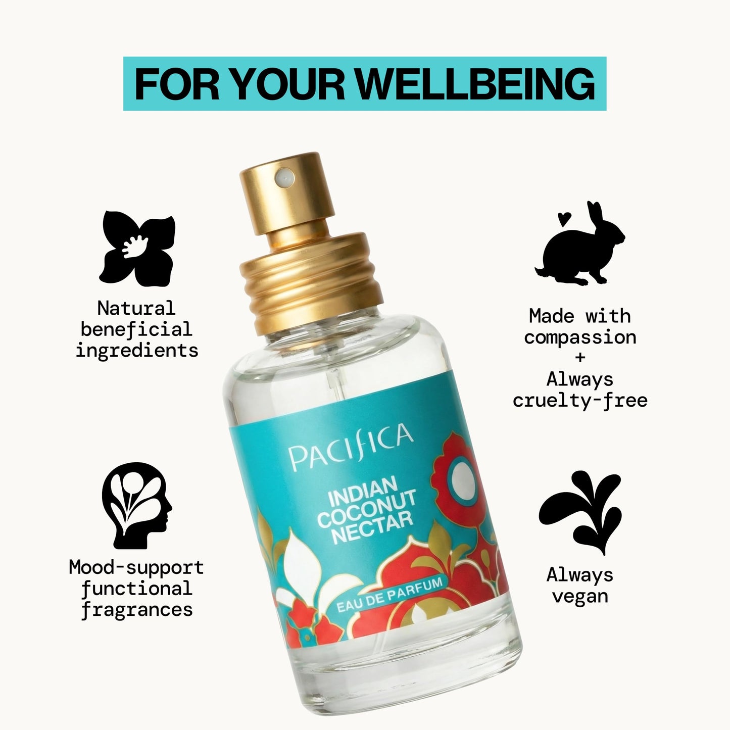 Pacifica Indian Coconut Nectar Perfume Spray – Tropical Vanilla & Coconut Fragrance, Layerable Beachy Perfume for Women, Clean, Non-Toxic, Vegan & Cruelty-Free Formula, All-Day Long Lasting