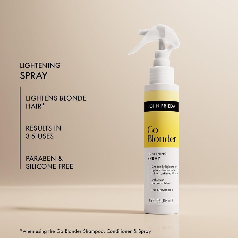 John Frieda Go Blonder Hair Lightening Spray - Brighten Blonde Hair, 3.5 fl oz | Pack of 2