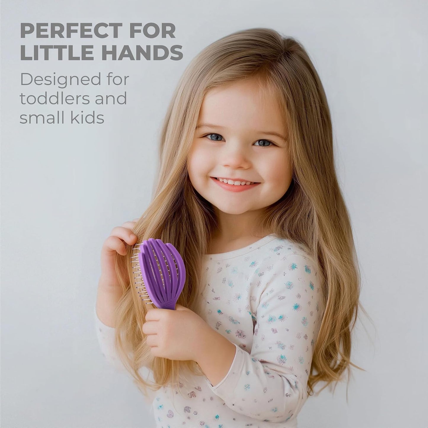 Mini Detangling Hairbrush - Colorful Octopus Design for Effortless Wet & Dry Hair - Small Purple Hairbrush