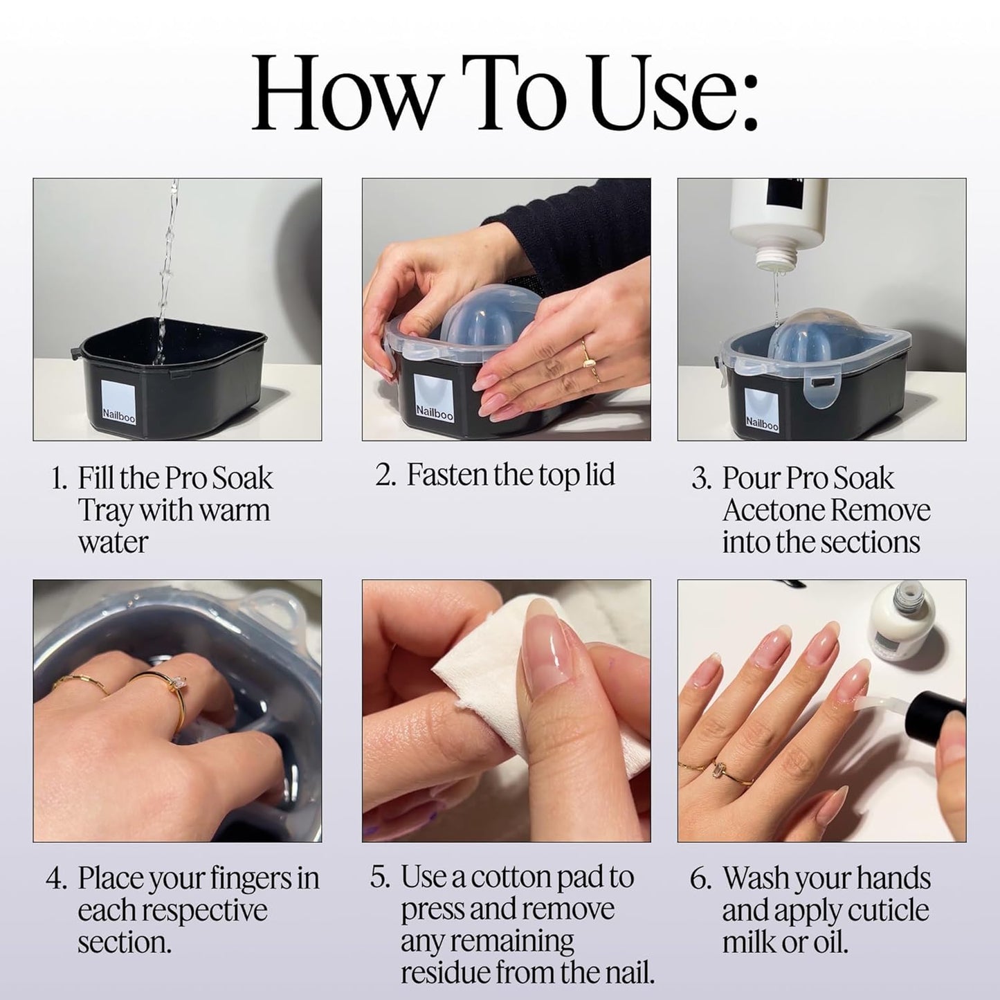 Nailboo Acetone Nail Polish Remover - Gel Polish & Dip Powder Remover, 16 Fl Oz | Salon Quality Soak Bowl