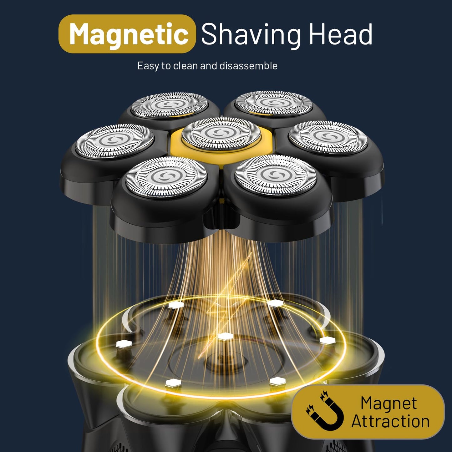 PUENBKO Head Shaver for Bald Men: 7D Floating Head Electric Shaver- 𝐆𝐢𝐟𝐭𝐬 𝐟𝐨𝐫 𝐅𝐚𝐭𝐡𝐞𝐫'𝐬 𝐃𝐚𝐲 - 𝐈𝐏𝐗𝟕 Waterproof Wet Dry - 120Min Runtime & Travel Lock with Type-C Fast Charge