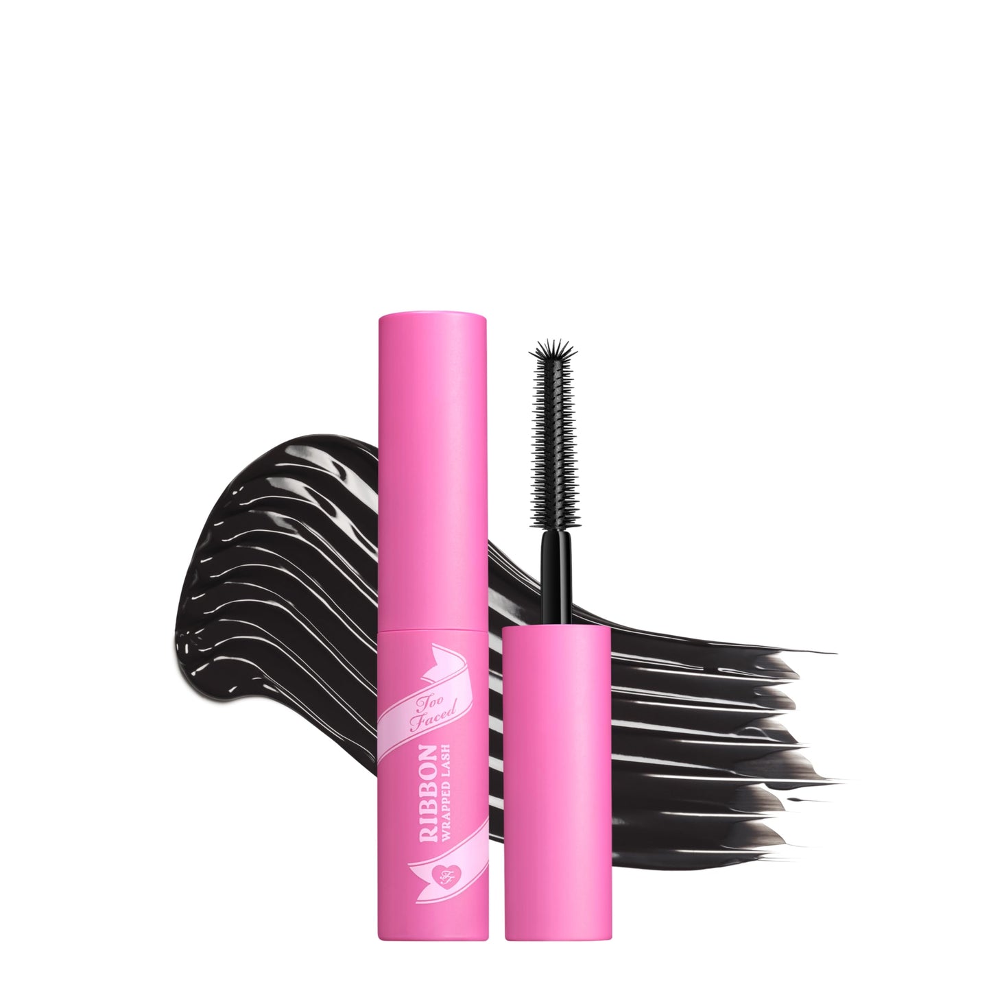 Too Faced Ribbon Wrapped Lash Mascara | Extreme-Length Tubing Mascara + 24-Hour Volume & Curl | Flake-Resistant, Smudge-Proof, Clump-Free Formula, Lash Extension Effect, Black, Travel Size, 0.16 Fl Oz
