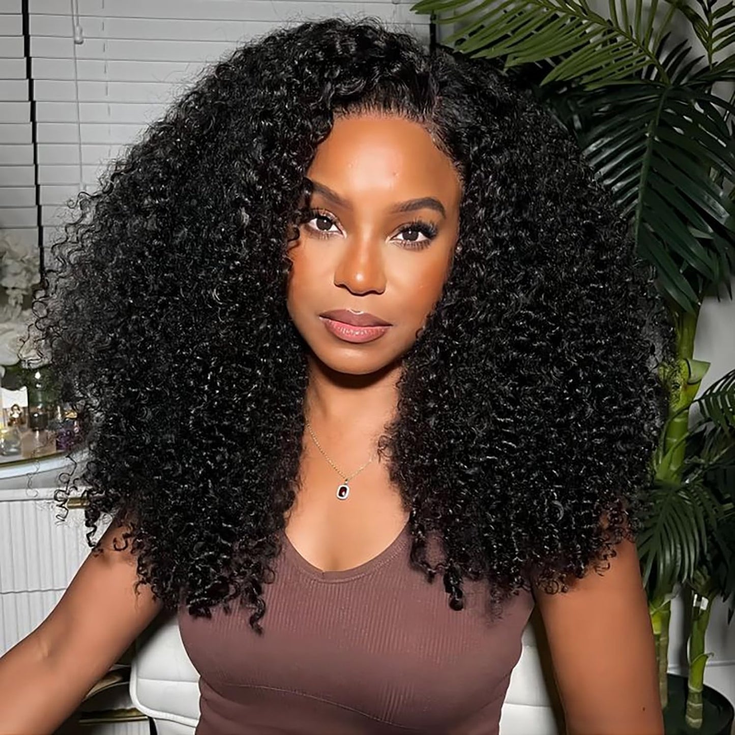 Kinky Curly Half Wig - 200 Density Human Hair | Seamless Glueless Design, 18-Inch Length, Beginner Friendly