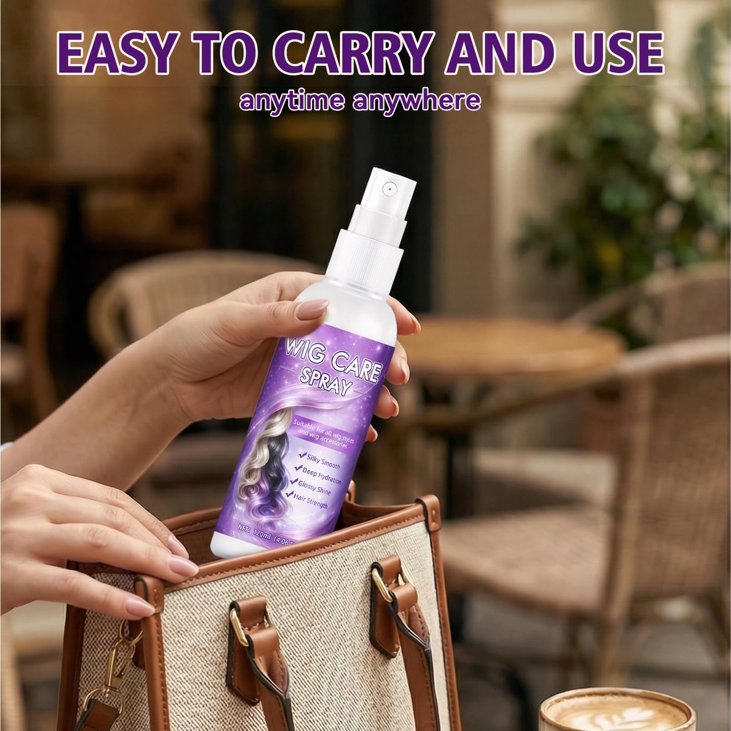 Nozerix Wig Spray, Synthetic Wig Spray, Detangling, Frizz Control, Hydrating Conditioning, Shine Wig Care Spray, for Synthetic and Human Hair Wigs, Wig Accessories, 120ml