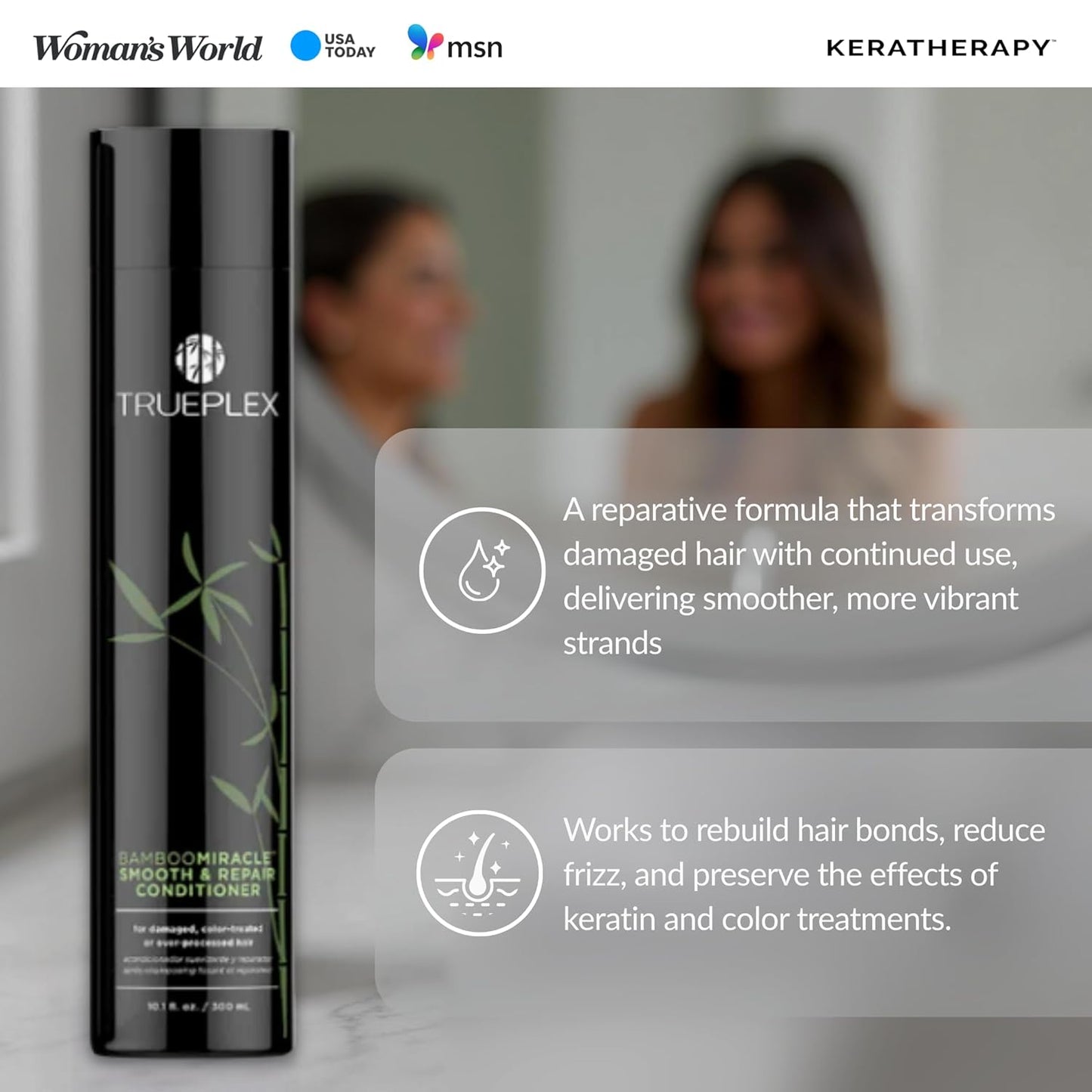 Bamboo Miracle Smooth & Repair Conditioner - Vegan Hydrating Formula for Damaged, Frizzy Hair | Grape Seed & Baobab Extract
