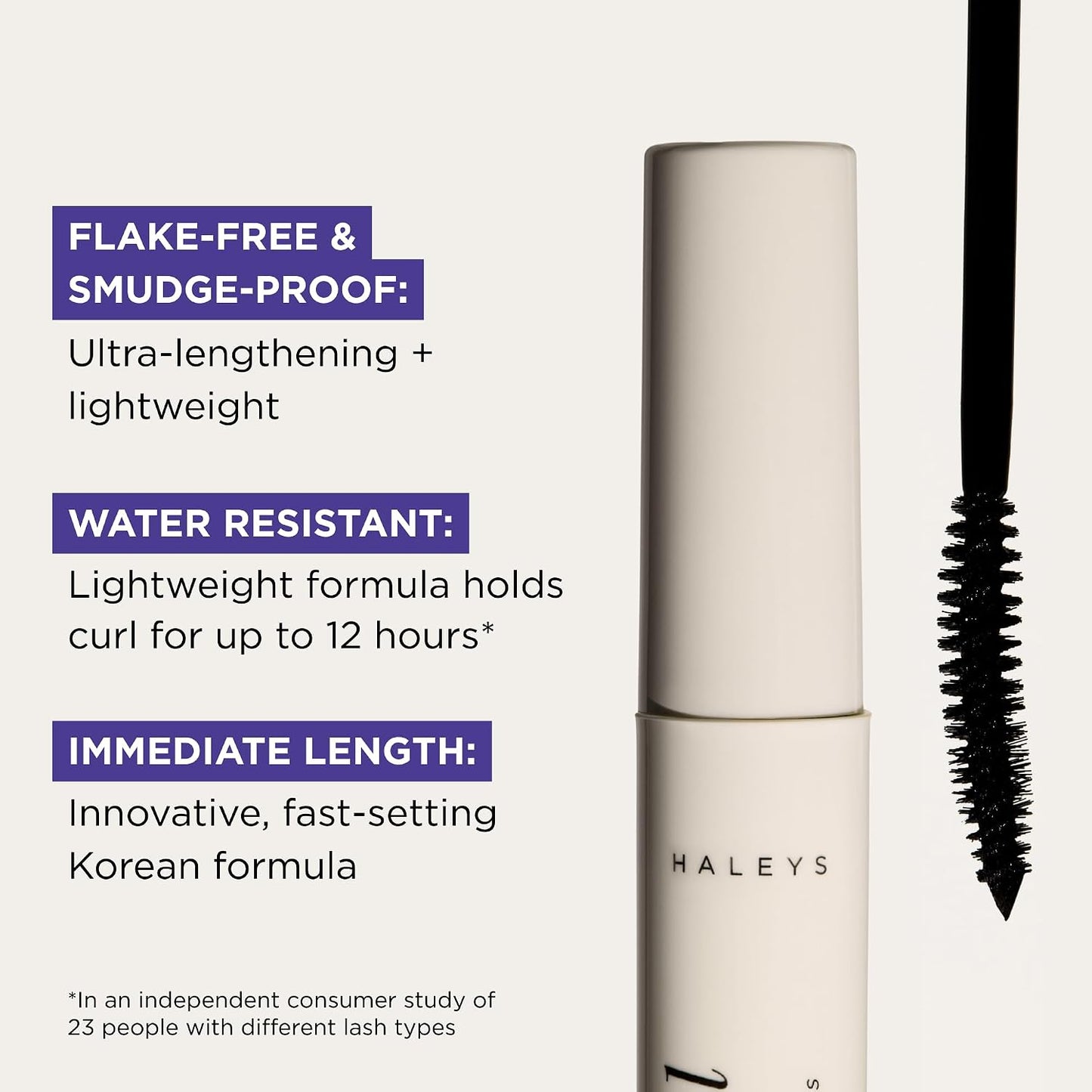 Haleys Lash Extension Mascara - Lengthening & Curling Black Mascara | Smudge-Proof, Non-Clumping Formula for Fuller Lashes