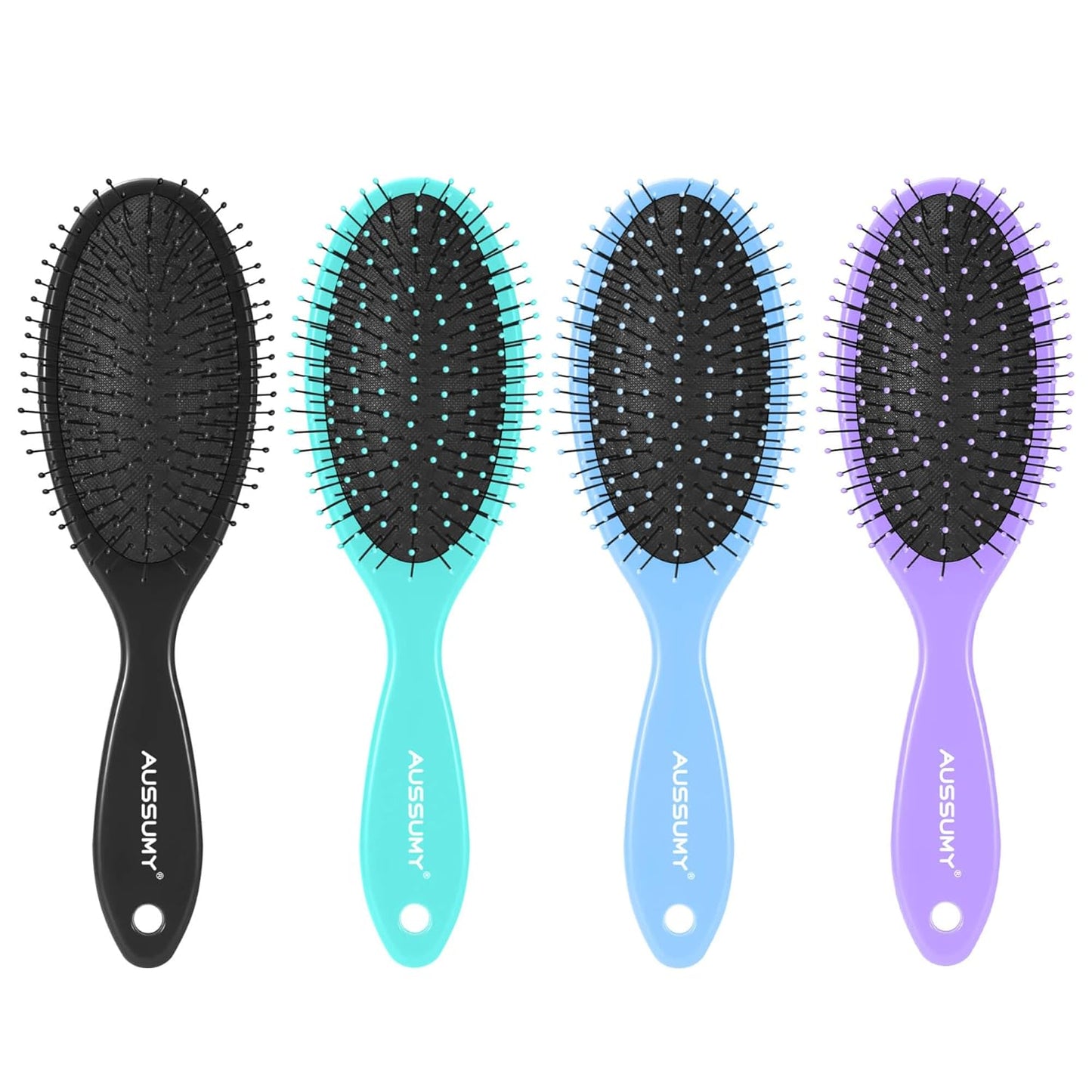 Air Cushion Detangling Hair Brush - 2 Pack Ultra Soft Bristle Detanglers for Curly Hair | Black & Green