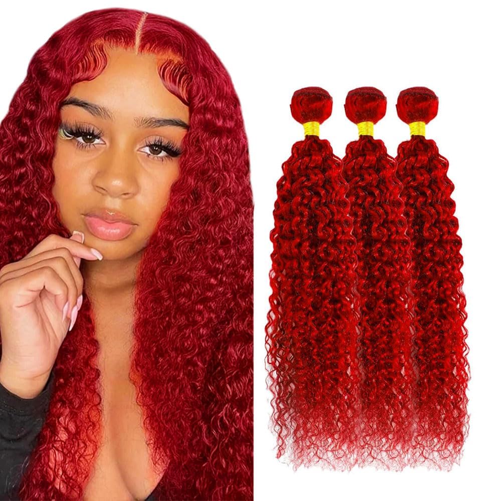 DiexrLamx Red Bundle Burgundy Water Wave Bundles Grade 8A Unprocessed Brazilian Hair 3 Bundles/151g 18 20 22 Inch Red Water Wave Hair Extensions