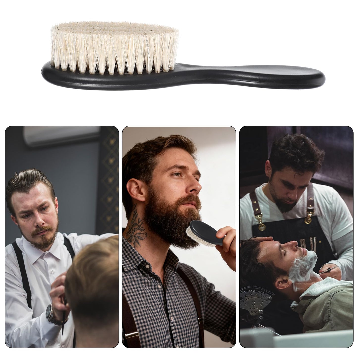 2 Pcs Slick Back Hair Brush, Barber Fade Brush, Neck Duster ABS Handle Soft Bristle Beard Styling Clipper Brushes for Men, Grooming Cleaning Detangling Tool Barbers Accessories for Hair Cutting