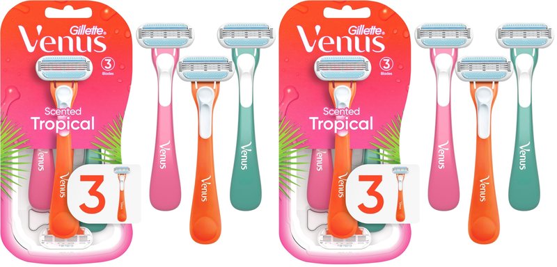 Gillette Venus Tropical Women's Disposable Razor, 3 Count (Pack of 2)