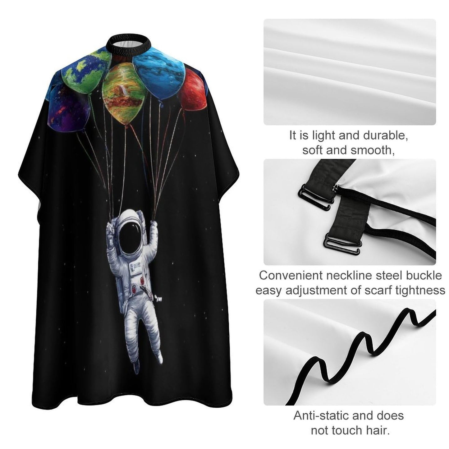 Men's Professional Hair Cutting Cape with Adjustable Closure Barber Cape Trippy Space Astronaut Planet Art