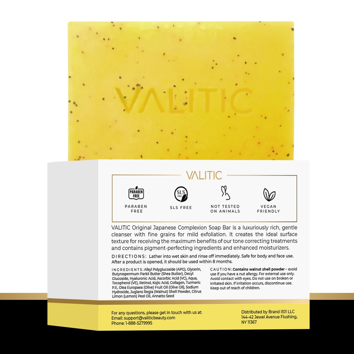 VALITIC Lemon Turmeric Soap for Dark Spots - Kojic Acid Soap for Face and Body - Exfoliating Bar for Brightening, Skin Tone Corrector with Retinol, Vitamin C, Collagen and Hyaluronic Acid - 3 Pack