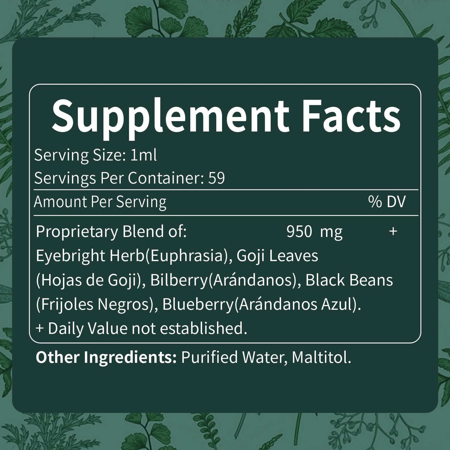 Nabouherb Eyebright Drops, 5-in-1 Herbal Eye Support Formula with Eye Health & Dry Eye Support. Eyebright Herb Extracts Supplement with Euphrasia, Bilberry & Blueberry, 2oz