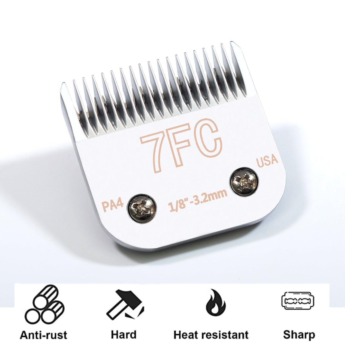 OwnLifeYF Steel Detachable Pet Clipper Blade 7F 3.2mm 1/8'' Compatible with Andis/Oster/Wahl A5 Dog Grooming Clippers, Made Using Japanese High Carbon Steel