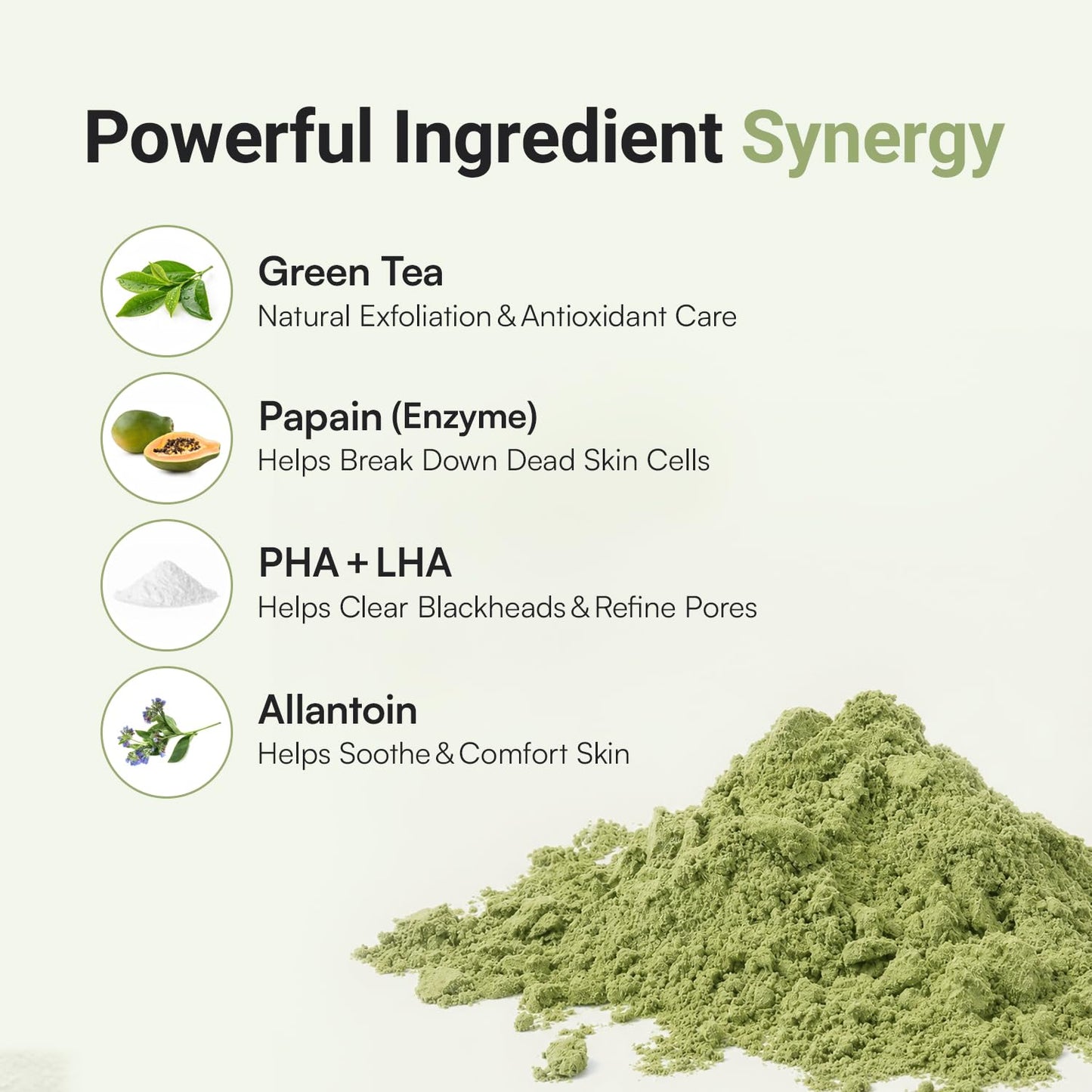 Enzyme Powder Face Wash - Gentle Powder to Foam Cleanser with Matcha & Green Tea | 1.76 Oz for Sensitive Skin
