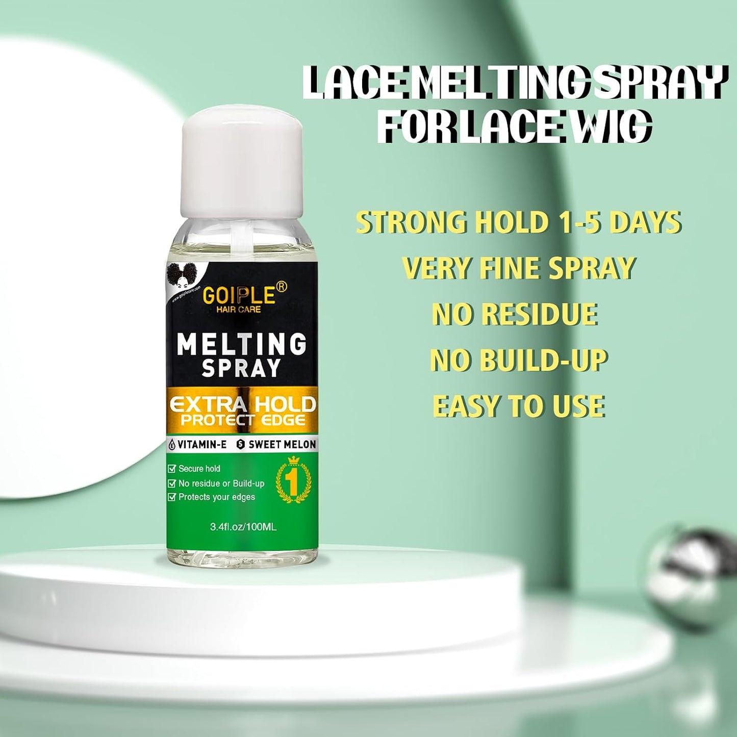 Lace Melting Spray | 3.4 fl oz Glue-Less Hair Adhesive for Wigs - Extra Hold for Closures & Extensions