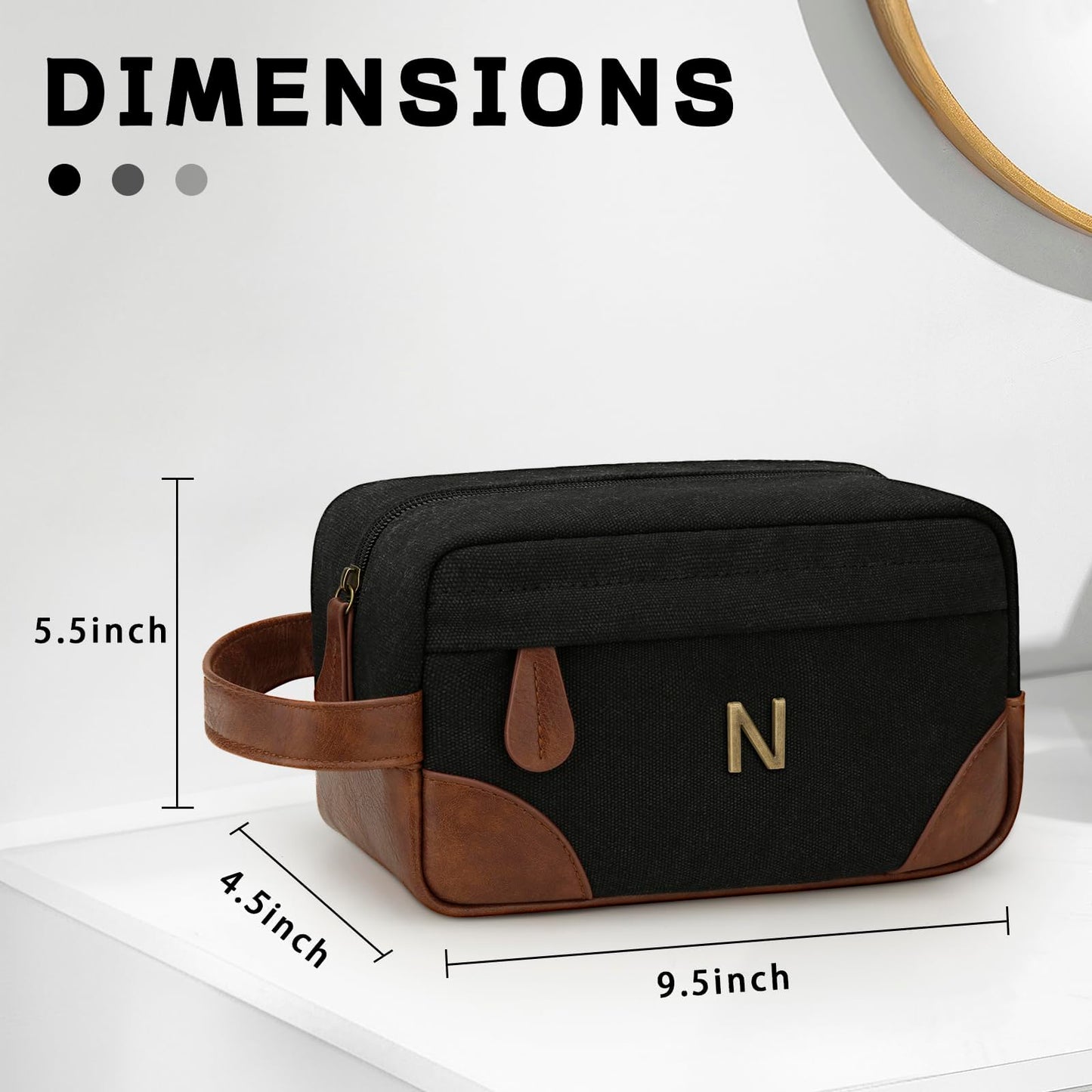 CLOUDWINGS Personalized Gifts for Men Dad - Initial Travel Toiletry Bag Hanging Dopp Kit, Waterproof Shaving Bag with Large Capacity, Fathers Day Birthday Gifts for Him Dad Husband Boyfriend (N)