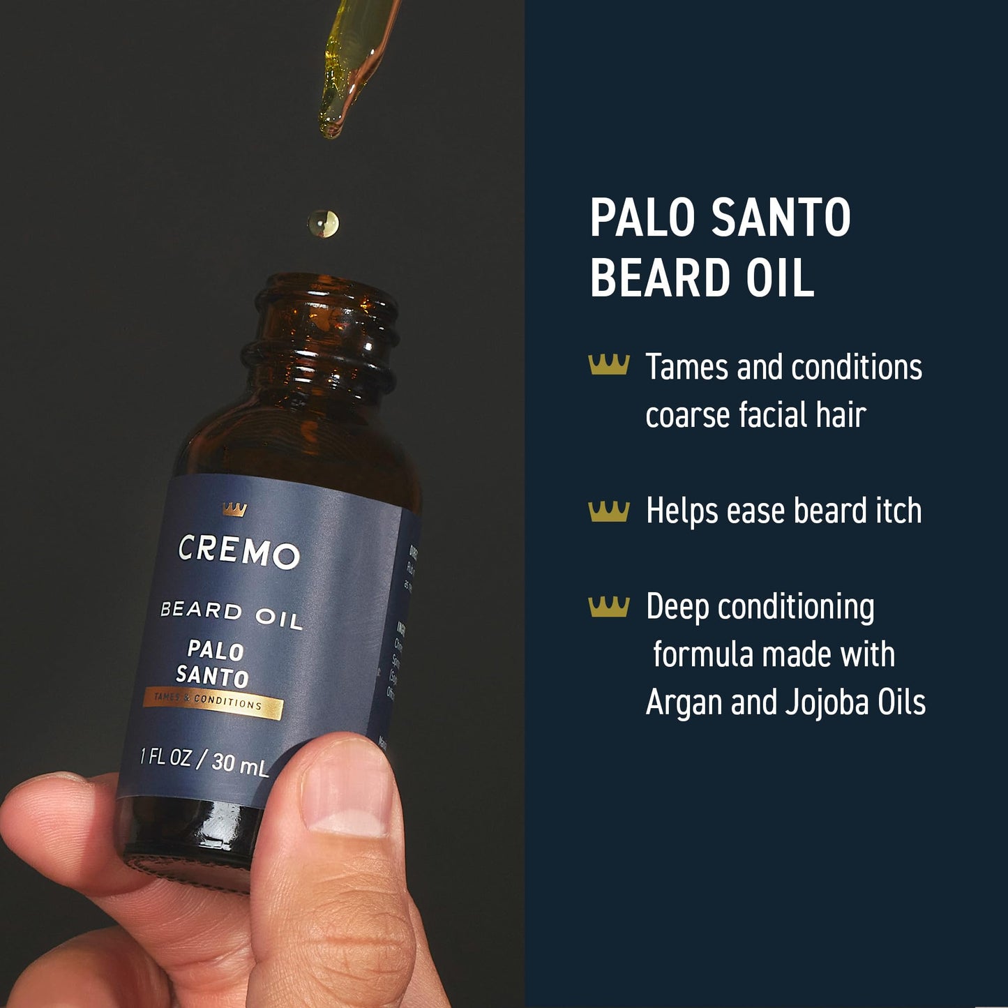 Cremo Palo Santo 2n1 Beard Wash & Softener + Deep Conditioner + Oil Set for Medium to Long Beards