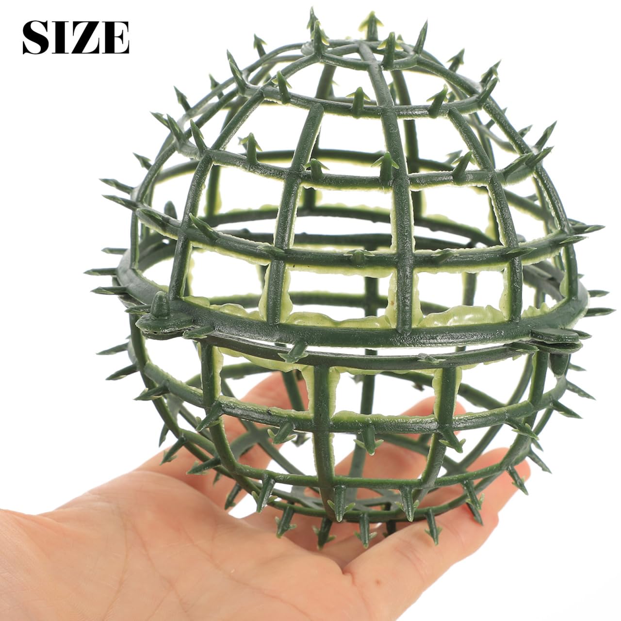 Housoutil 4 Inch Topiary Ball Frame for Artificial Plant Ball Support, 6Pcs Floral Sphere Cage for Flower Arrangement, Plastic Faux Greenery Frame Holder for Hanging Garden Wedding Decor