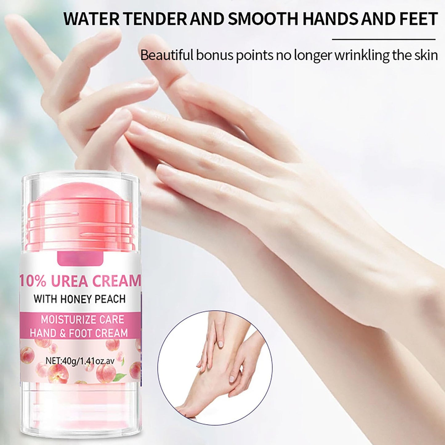 Grospe Hydrating and Anti-Cracking Foot Cream, Hand and Foot Stick Peach with Honey Hydrates and Repairs Dry Cracked Feet Moisturizer Balm for Smoothing and Soft Skin for Women and Men 1.41Oz