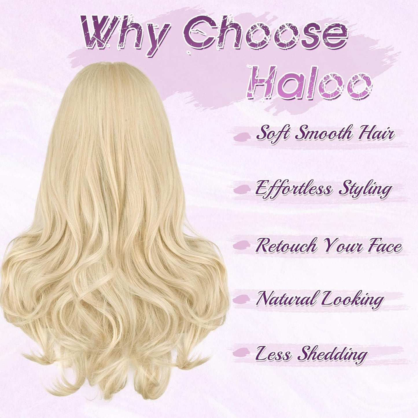 Blonde Wigs with Bangs - Long Wavy Layered Synthetic Hair Wig | Natural-Looking, Heat Resistant, 24 Inch for Daily Wear & Parties